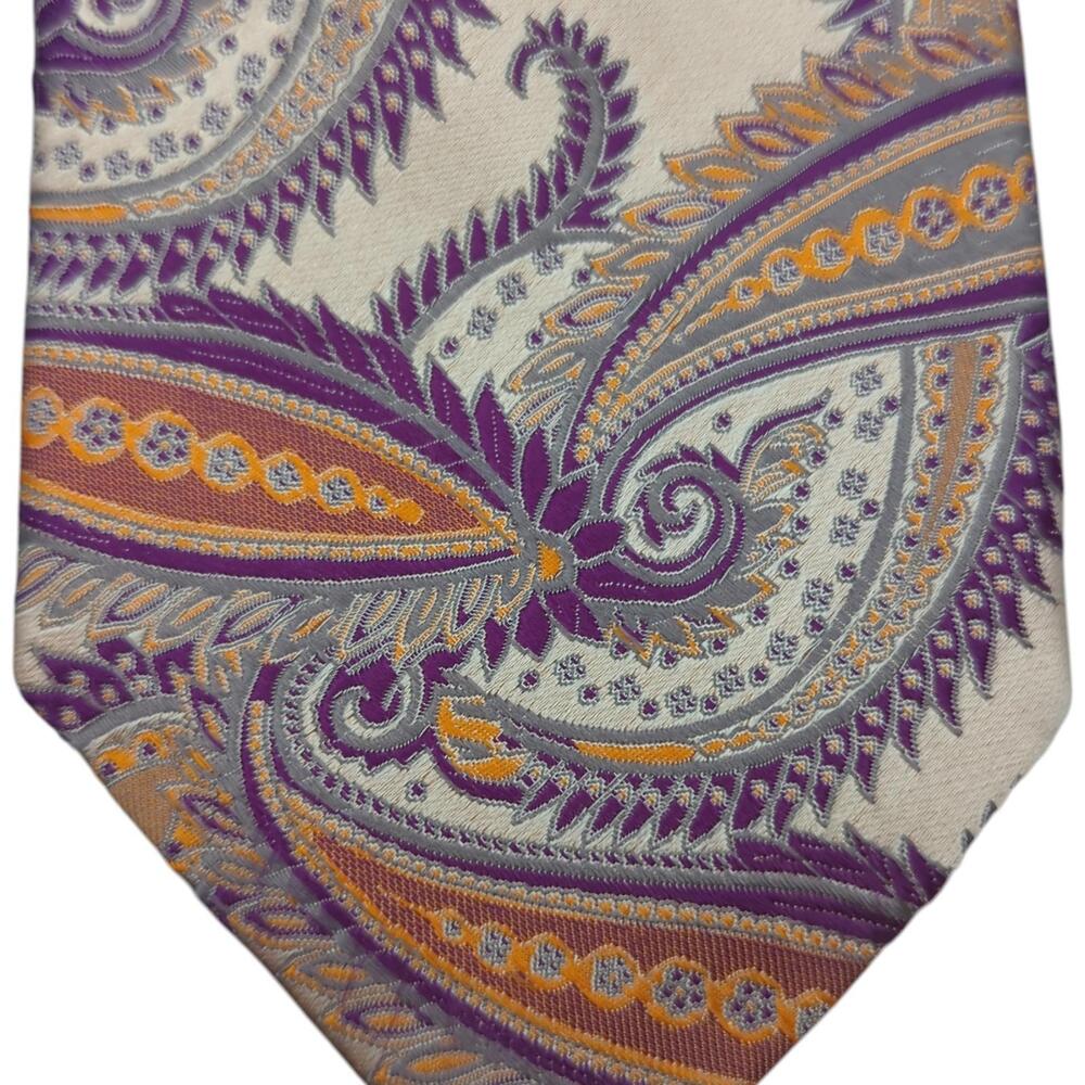 Robert Talbott Silk Tie‎ Paisley Cream Best Of Class Nordstrom 60.75"x3.25" USA - Picture 3 of 9